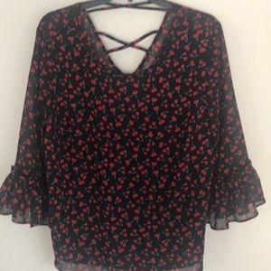 Suzy Shier XL Cherry Print Blouse